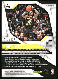 John Collins 2024-25 Panini Prizm #220 Prizms Fast Break Orange SN