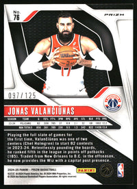 Jonas Valanciunas 2024-25 Panini Prizm #76 Prizms Fast Break Orange SN