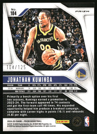 Jonathan Kuminga 2024-25 Panini Prizm #104 Prizms Fast Break Orange SN