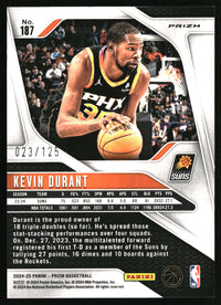 Kevin Durant 2024-25 Panini Prizm #187 Prizms Fast Break Orange SN