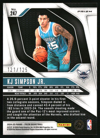KJ Simpson Jr. 2024-25 Panini Prizm #247 Prizms Fast Break Orange SN
