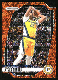 Myles Turner 2024-25 Panini Prizm #115 Prizms Fast Break Orange SN