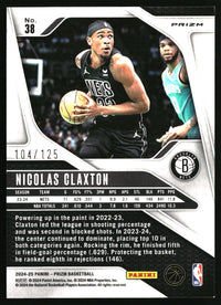Nicolas Claxton 2024-25 Panini Prizm #38 Prizms Fast Break Orange SN