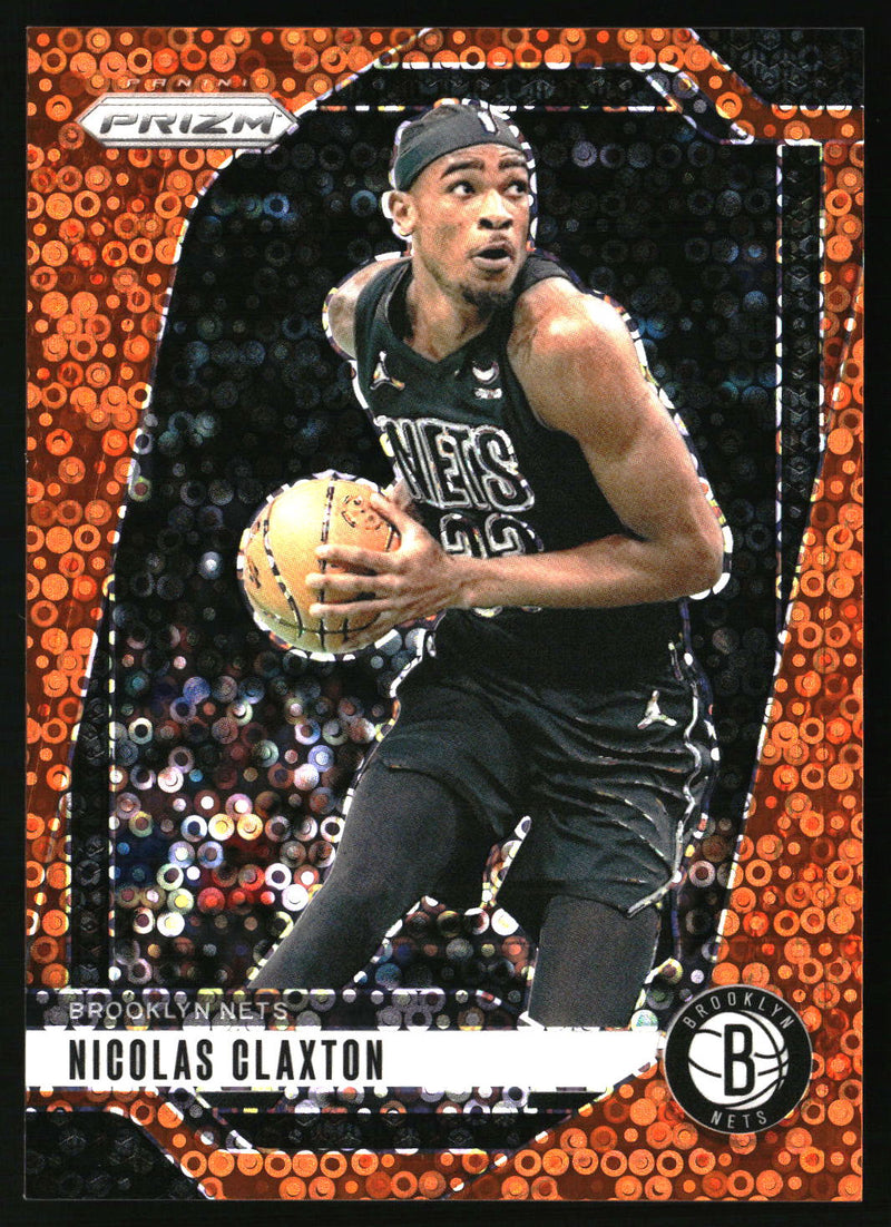 Nicolas Claxton 2024-25 Panini Prizm #38 Prizms Fast Break Orange SN