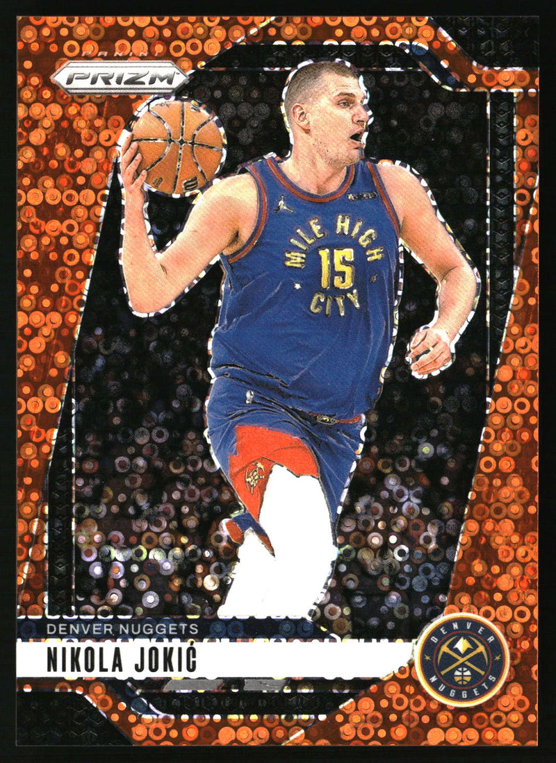 Nikola Jokic 2024-25 Panini Prizm #129 Prizms Fast Break Orange SN