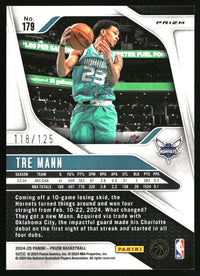 Tre Mann 2024-25 Panini Prizm #179 Prizms Fast Break Orange SN