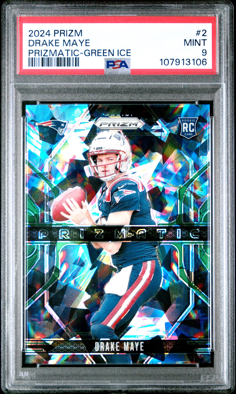 Drake Maye #2 2024 Panini Prizm Prizmatic PSA 9 Prizmatic-Green Ice