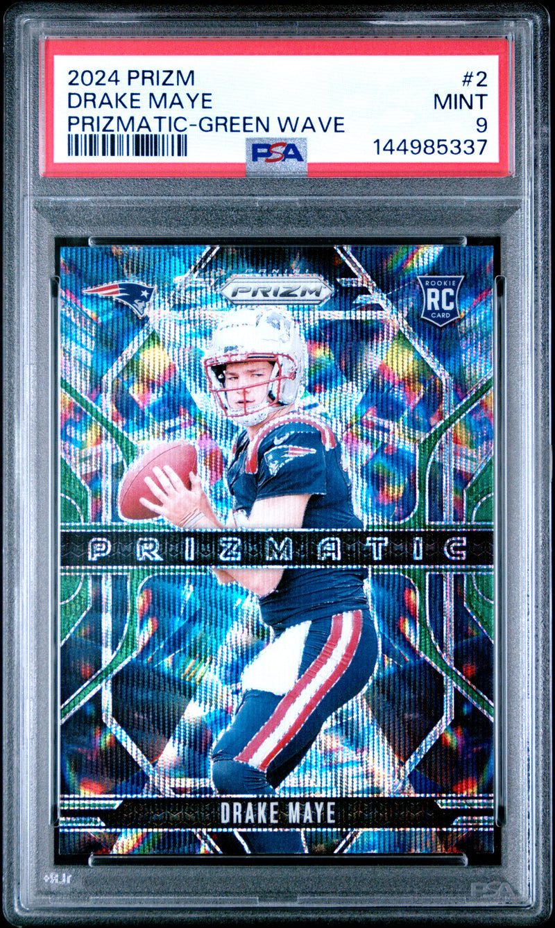 Drake Maye #2 2024 Panini Prizm Prizmatic PSA 9 Prizmatic-Green Wave