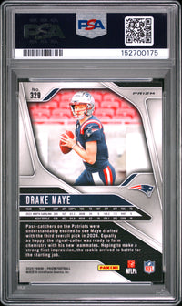 Drake Maye #329 2024 Panini Prizm PSA 9 Neon Green Pulsar