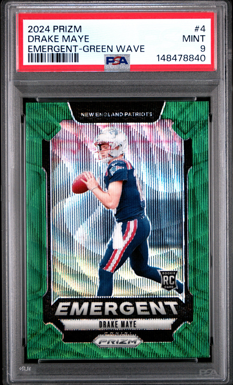 Drake Maye #4 2024 Panini Prizm Emergent PSA 9 Emergent-Green Wave