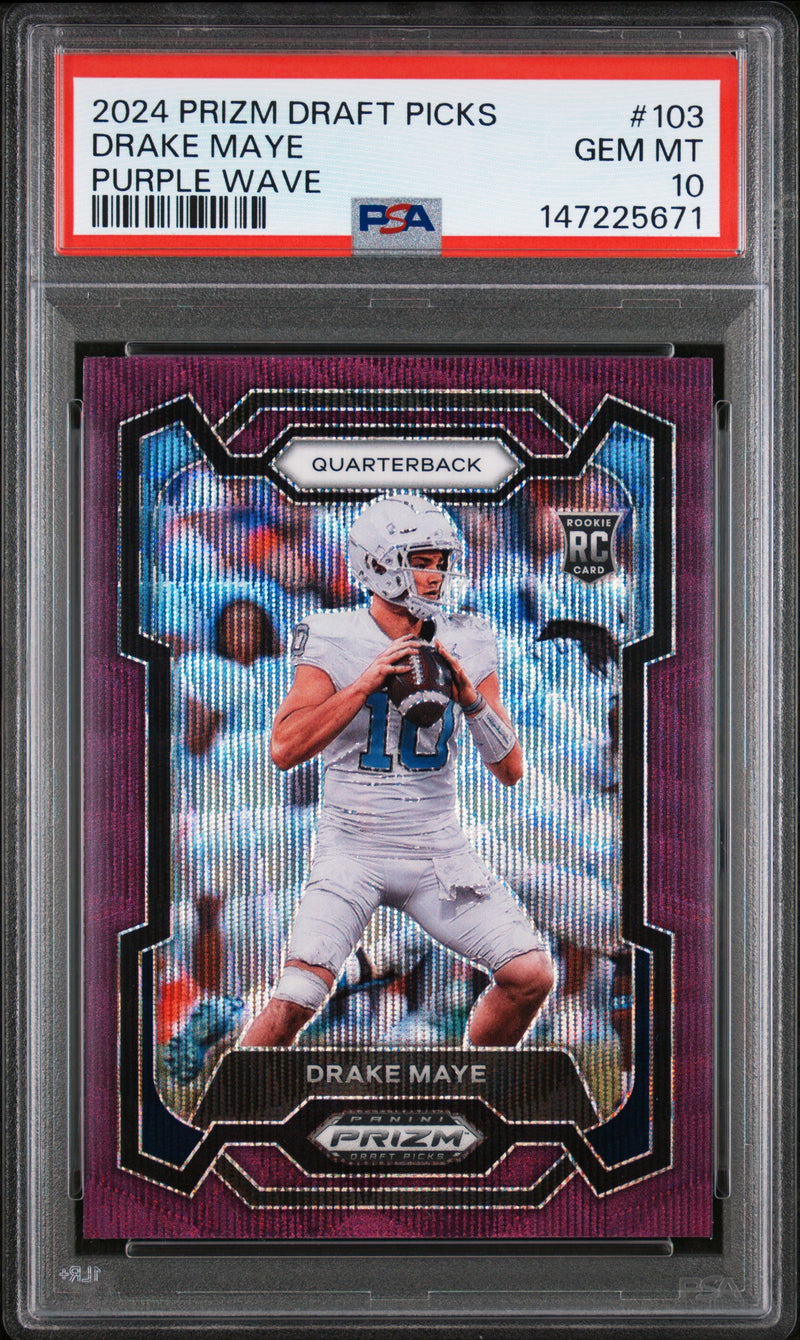 Drake Maye #103 2024 Panini Prizm Draft Picks PSA 10 Purple Wave