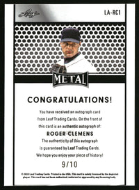Roger Clemens 2024 Leaf Autographs Shimmer Light Blue #LA-RC1 SN, AU