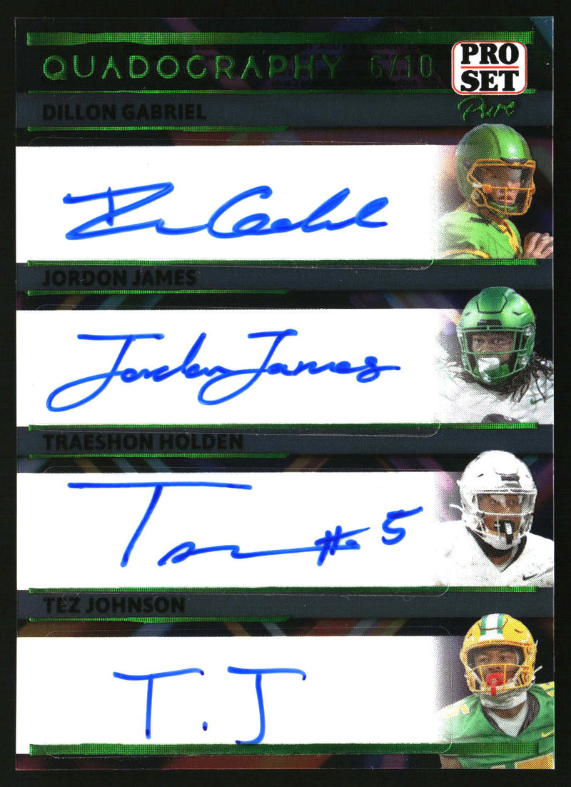 Dillon Gabriel/James/Johnson/Holden 2024 Leaf Quadography Green #Q5 SN, AU