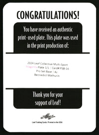 Bennedict Mathurin 2024 Leaf Pro Set Base Printing Plates Magenta #PSB-16 SN