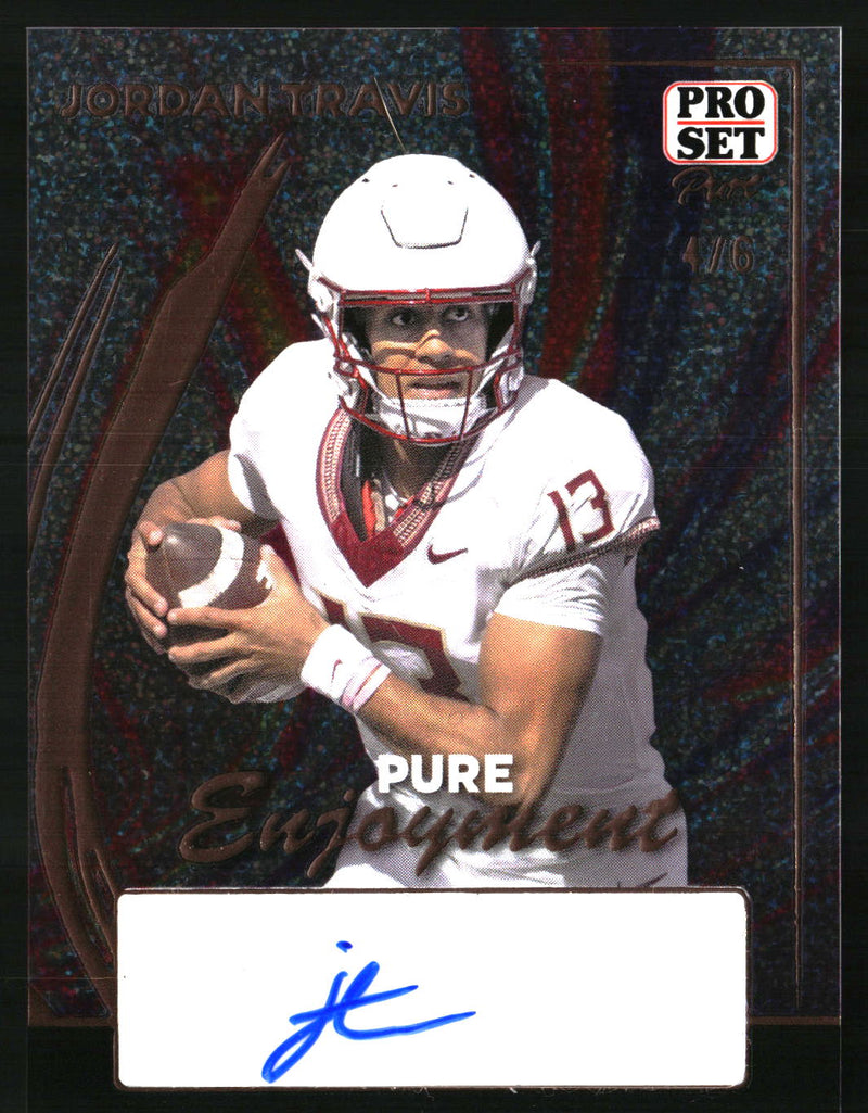 Jordan Travis 2024 Pro Set Pure #PE-JT1 Pure Enjoyment Bronze Stardust SN, AU