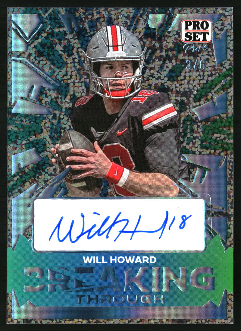 Will Howard 2024 Pro Set Pure #BT-WH1 Breaking Through Platinum Sparkle SN, AU