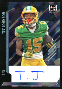 Tez Johnson 2025 Pro Set Metal #BA-TJ1 Base Autographs Crystals Blue SN, AU