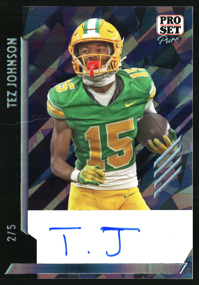 Tez Johnson 2025 Pro Set Metal #BA-TJ1 Base Autographs Crystals Blue SN, AU