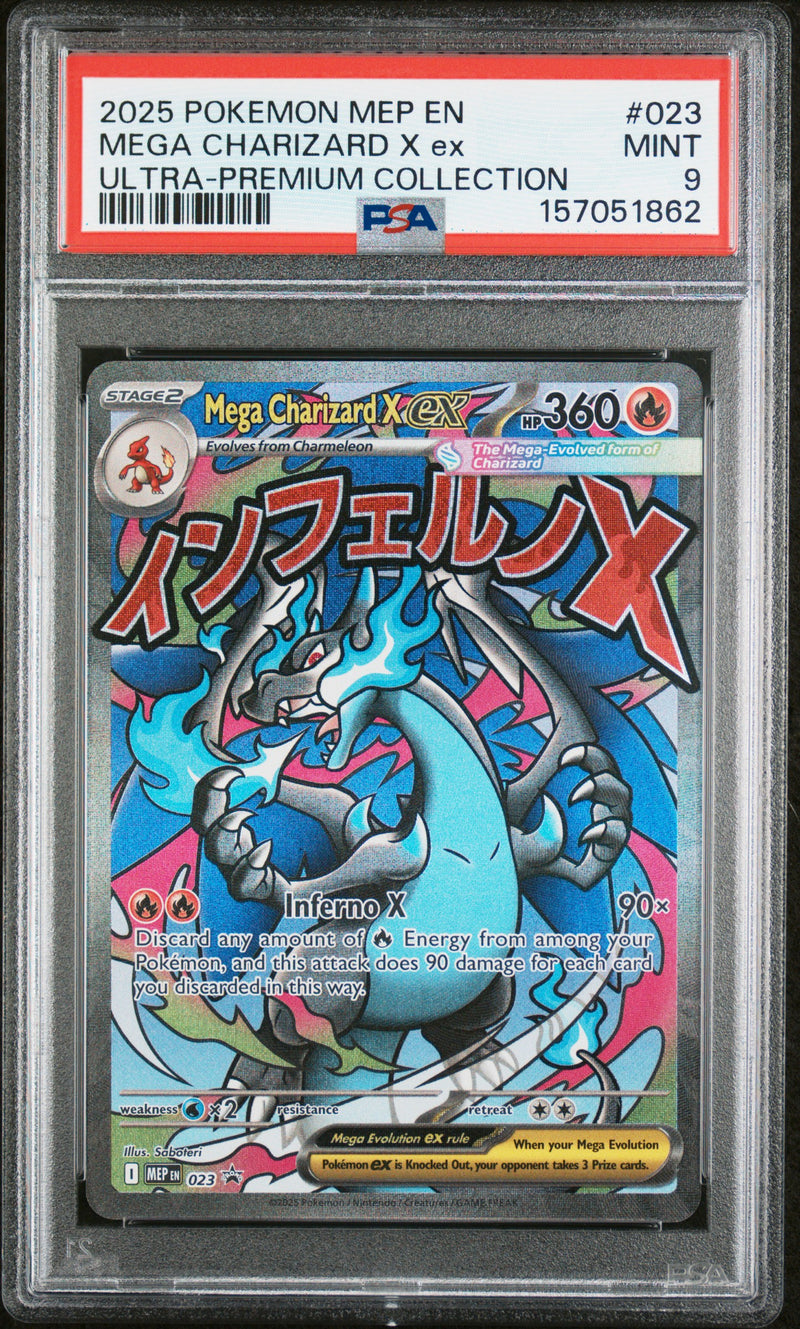 Mega Charizard X Ex #023 2025 Pokemon Mep En-Me Black Star Promo PSA 9