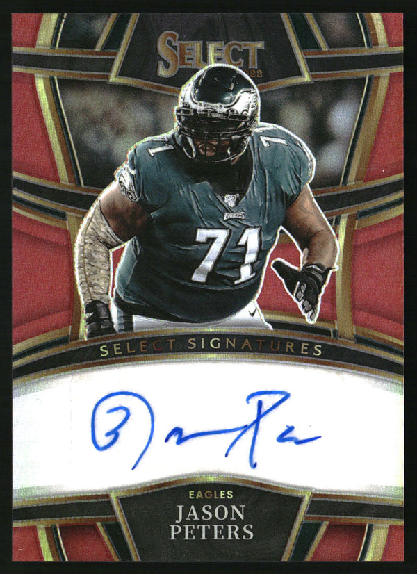 Jason Peters 2022 Panini Select #SSP-JAP Select Signatures Red Prizm SN, AU
