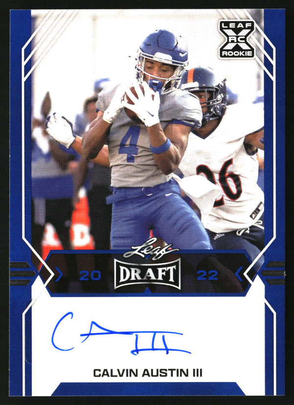Calvin Austin III 2022 Leaf Draft #BA-CA1 Autographs Blue AU