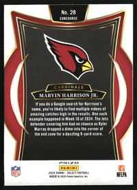 Marvin Harrison Jr. 2024 Panini Select #28 Red & Blue Prizm Shock RC
