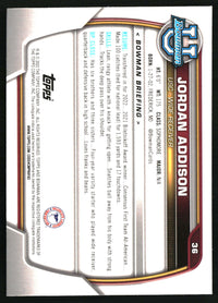Jordan Addison 2022 Bowman University Chrome #36 Pink Refractor