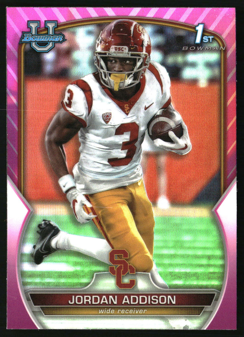 Jordan Addison 2022 Bowman University Chrome #36 Pink Refractor
