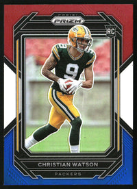 Christian Watson 2022 Panini Prizm #314 Red White and Blue RC