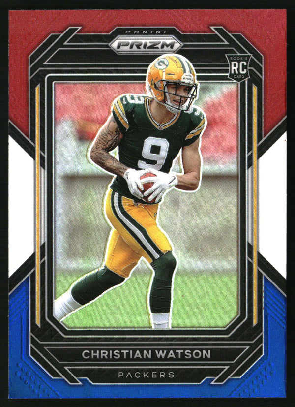 Christian Watson 2022 Panini Prizm #314 Red White and Blue RC