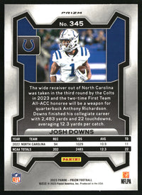 Josh Downs 2023 Panini Prizm #345 Silver