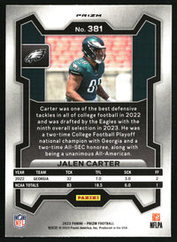 Jalen Carter 2023 Panini Prizm #381 Lazer