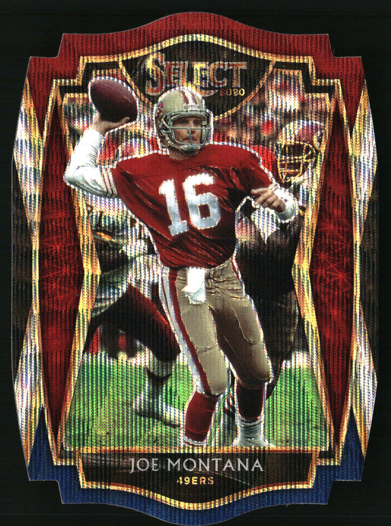 Joe Montana 2020 Panini Select #118 Tri-Color Prizm Die Cut