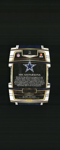 Micah Parsons 2021 Panini Select #85 Black and Gold Prizm Die Cut RC