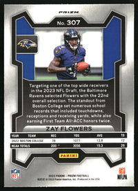 Zay Flowers 2023 Panini Prizm #307 Lazer