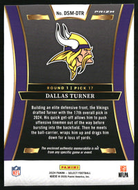 Dallas Turner 2024 Panini Select #DSM-DTR Draft Selections Memorabilia Red Prizm