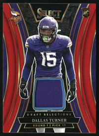 Dallas Turner 2024 Panini Select #DSM-DTR Draft Selections Memorabilia Red Prizm