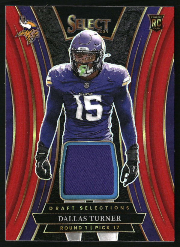 Dallas Turner 2024 Panini Select #DSM-DTR Draft Selections Memorabilia Red Prizm