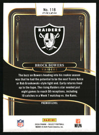 Brock Bowers 2024 Panini Select #118 Black & Green Prizm Shock RC