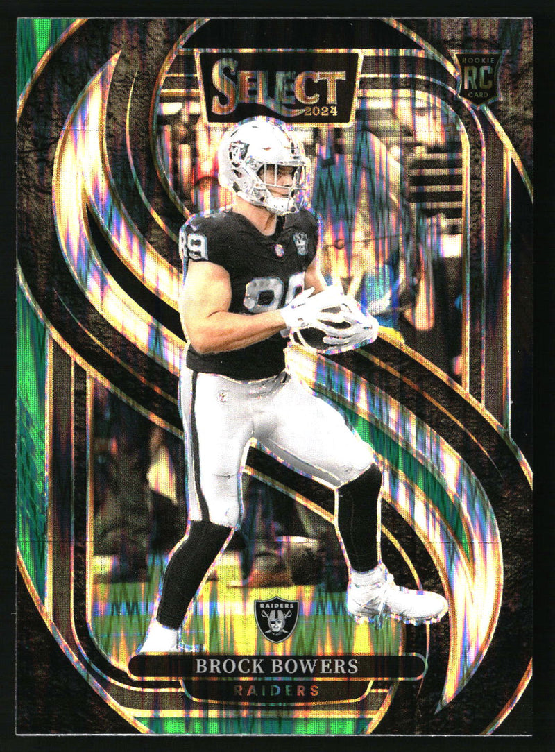 Brock Bowers 2024 Panini Select #118 Black & Green Prizm Shock RC