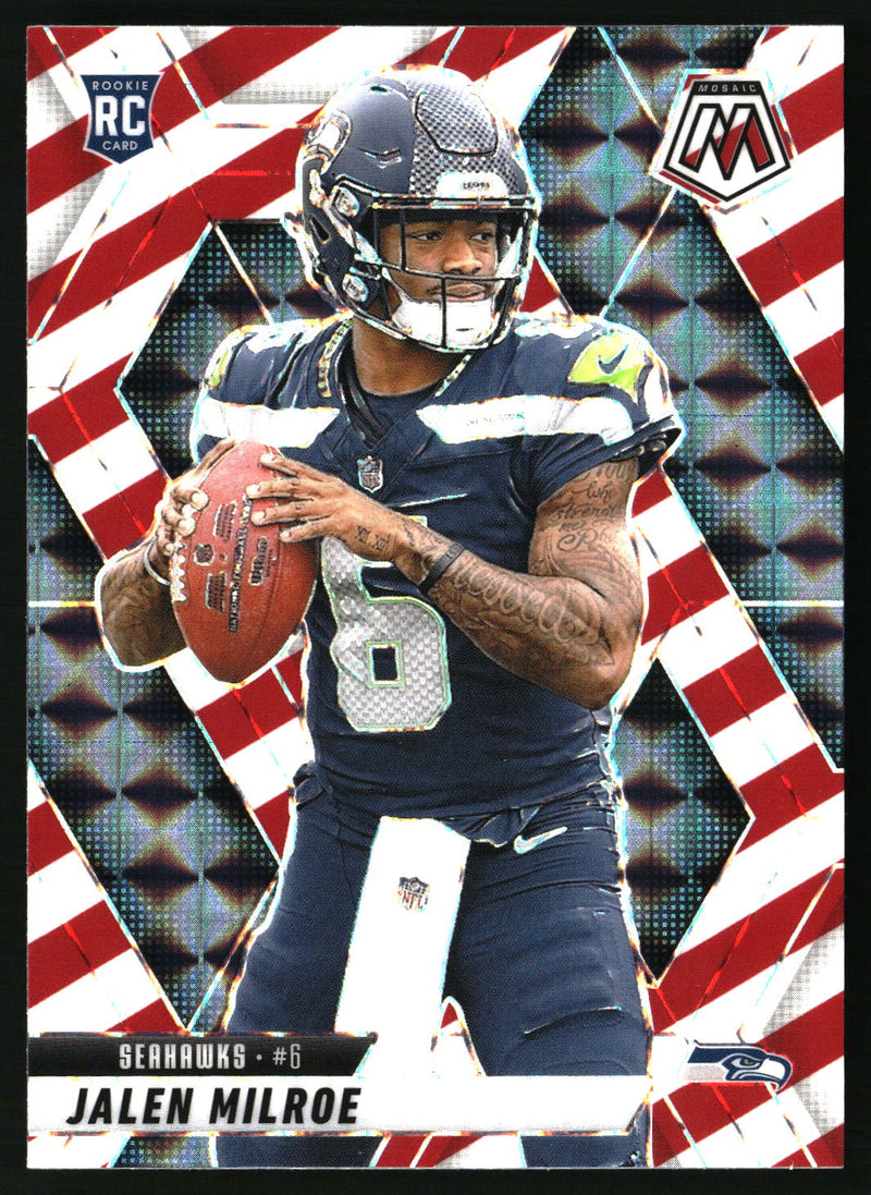 Jalen Milroe 2025 Panini Mosaic #322 Mosaic Red and White Stripe RC