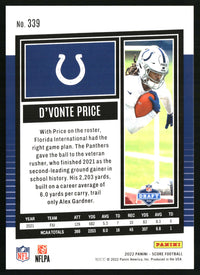 D'Vonte Price 2022 Score #339 Dots Red SN, RC