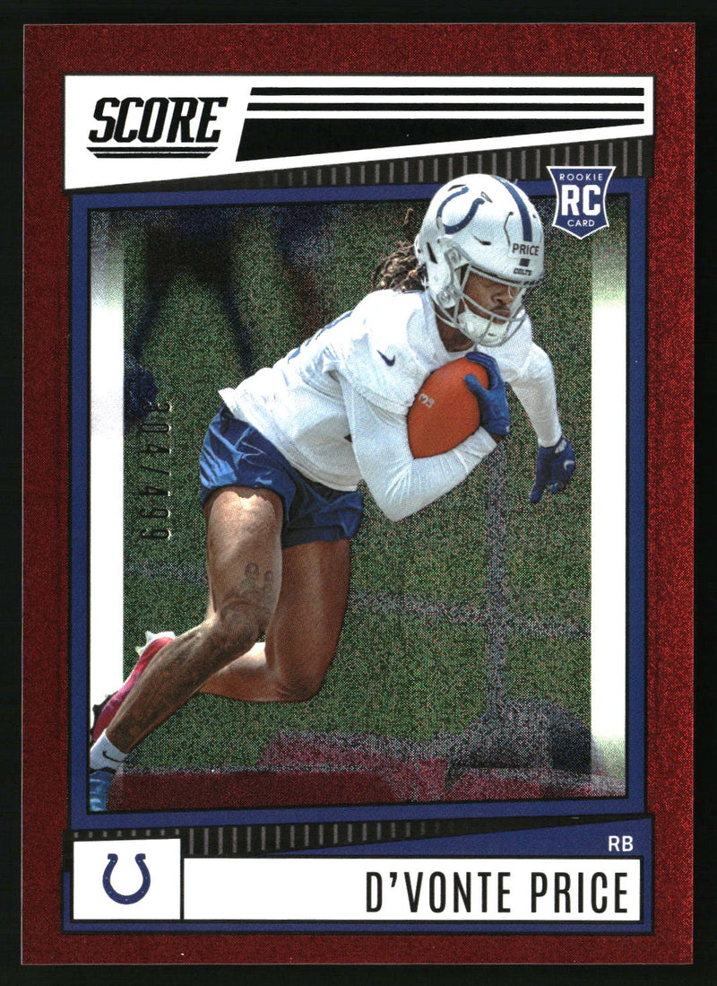 D'Vonte Price 2022 Score #339 Dots Red SN, RC