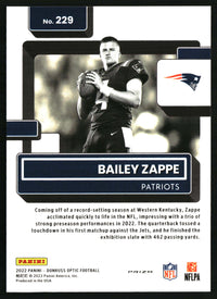 Bailey Zappe 2022 Donruss Optic #229 Holo Variation RC