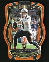 Bailey Zappe 2022 Panini Select #231 Orange Prizm Die Cut SN, RC