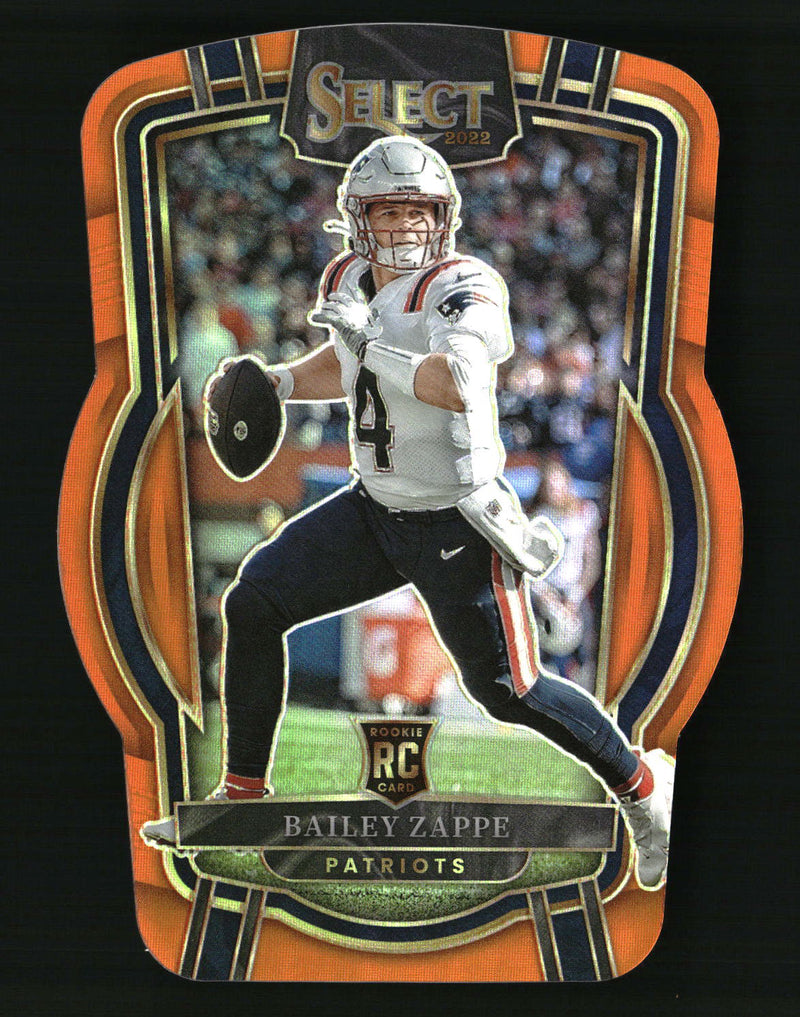 Bailey Zappe 2022 Panini Select #231 Orange Prizm Die Cut SN, RC