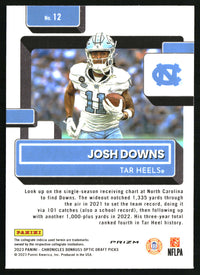 Josh Downs 2023 Panini Chronicles Draft Picks #12 Optic Rated Rookies Holo