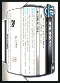 Josh Downs 2022 Bowman University Chrome #30 Aqua Wave Refractor SN