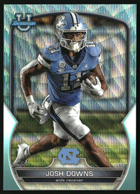 Josh Downs 2022 Bowman University Chrome #30 Aqua Wave Refractor SN