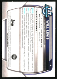 Will Levis 2022 Bowman University Chrome #5 Pink Refractor